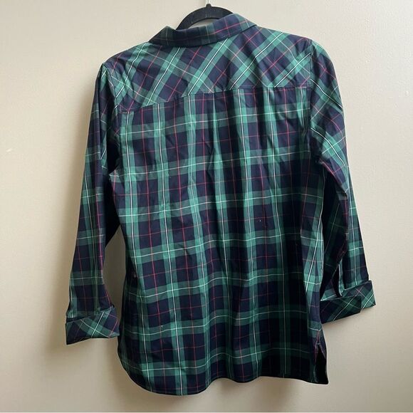 Talbots plaid green rhinestone buttons Size 10 petite - Picture 2 of 4